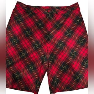 Peck & Peck red plaid golf shorts size 14